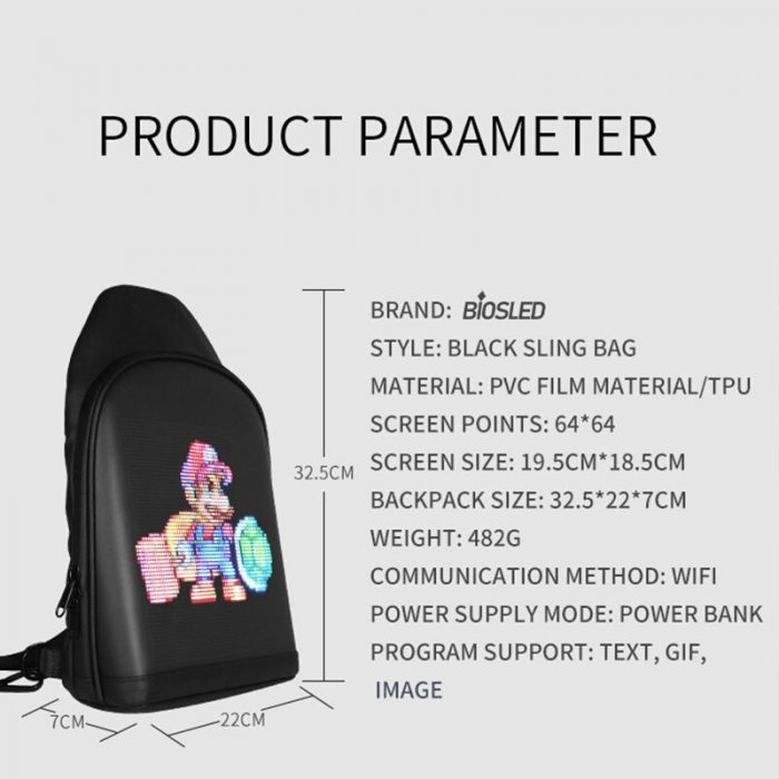2021 Outdoor LED Display Screen Mens Shoulder Bag Light Advertising Wifi Control Walking Messenger Bags Wireless 5 - Led Backpack